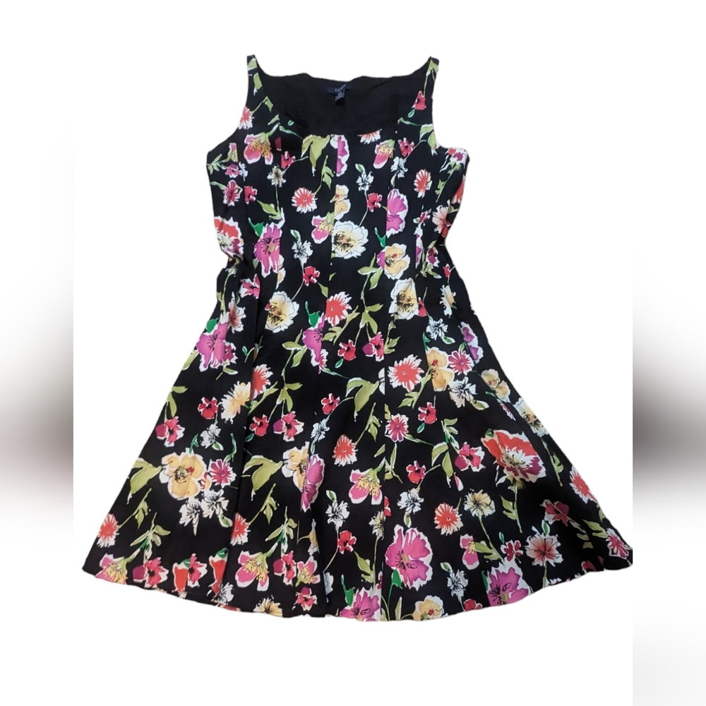Chaps Dress Womens 16 Floral Romantic Preppy Botanical Summer Picnic Delicate